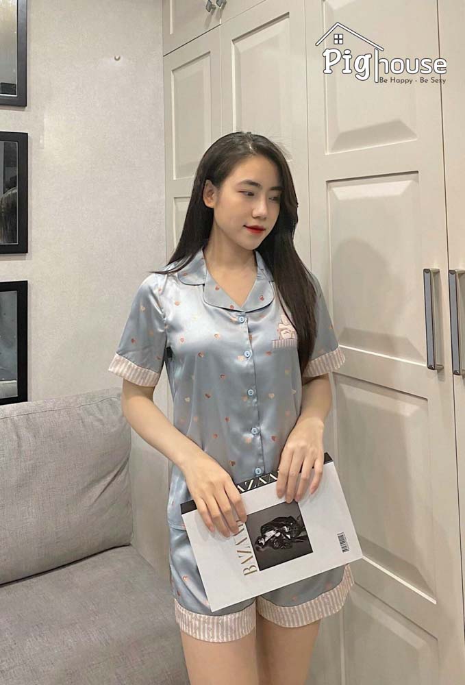 Bộ pijama đùi tim caro - Hình ảnh 7