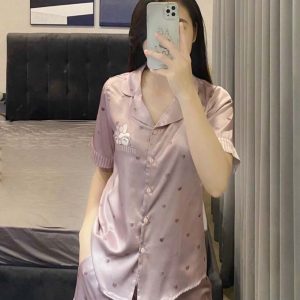 Bộ pijama đùi tim caro