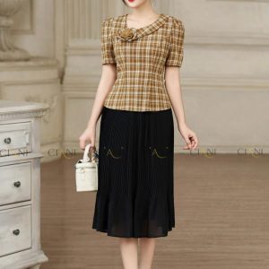 Sơ mi công sở kẻ nâu SM4166