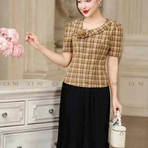 Sơ mi công sở kẻ nâu SM4166