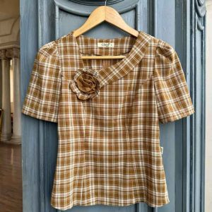 Sơ mi công sở kẻ nâu SM4166