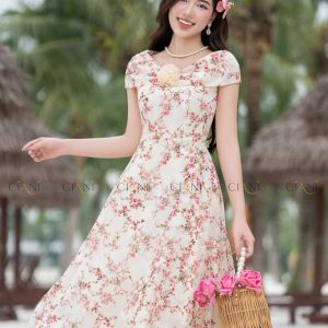 Đầm xòe sắc hoa Ciani DL4155