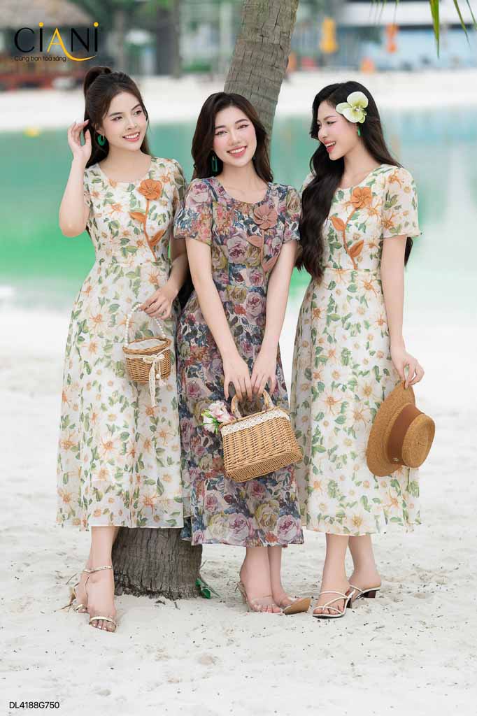Đầm liền xòe rủ Ciani DL4188