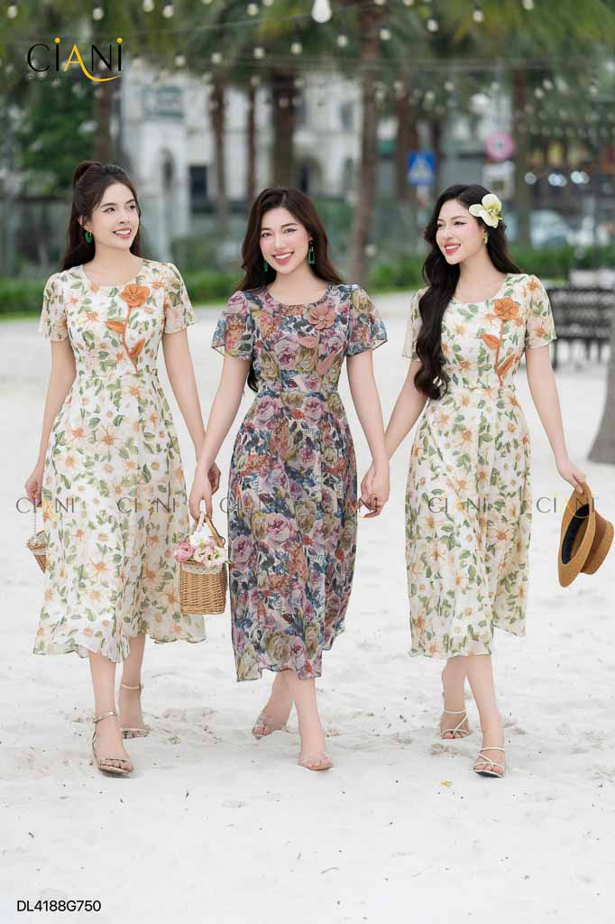 Đầm liền xòe rủ Ciani DL4188