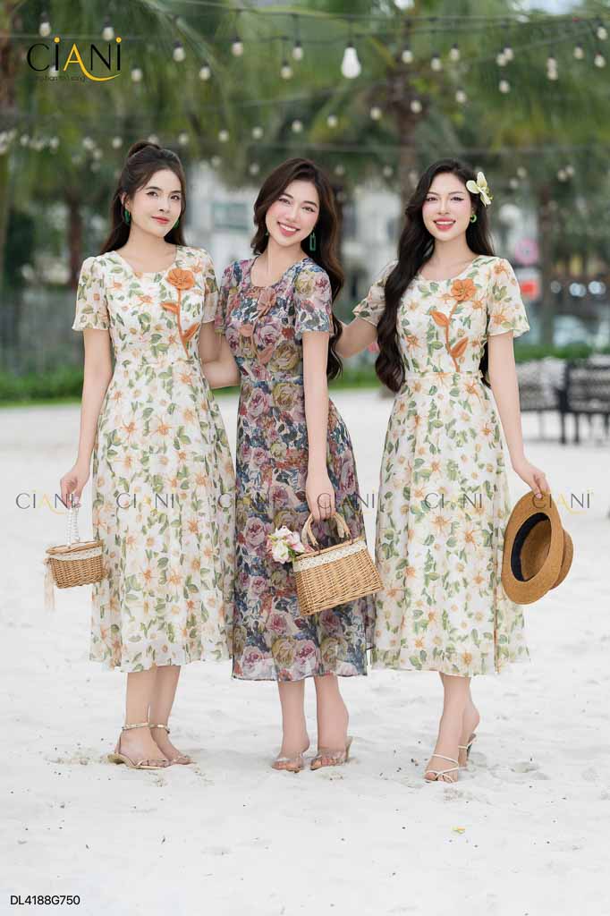 Đầm liền xòe rủ Ciani DL4188