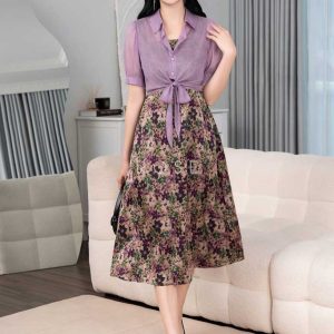 Đầm liền Rose Black RSB2051 lụa satin cao cấp