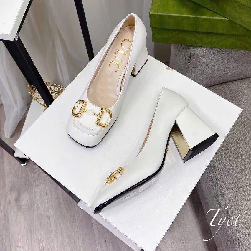 Giày Gucci Gót 7cm Màu Kem-3