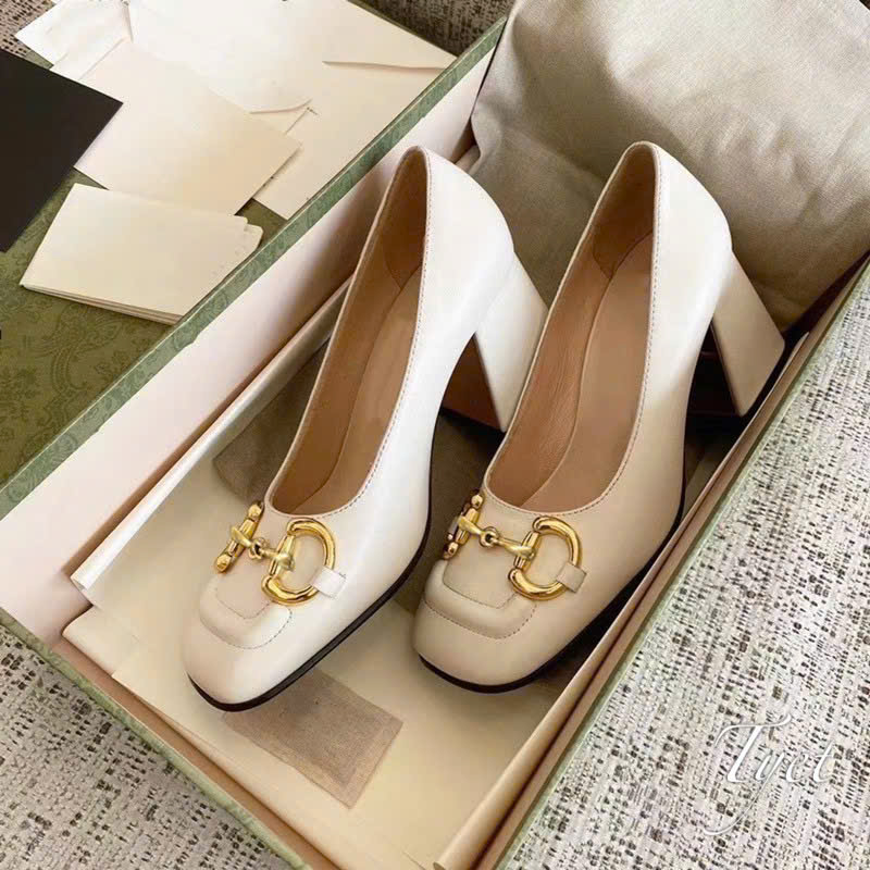 Giày Gucci Gót 7cm Màu Kem-4