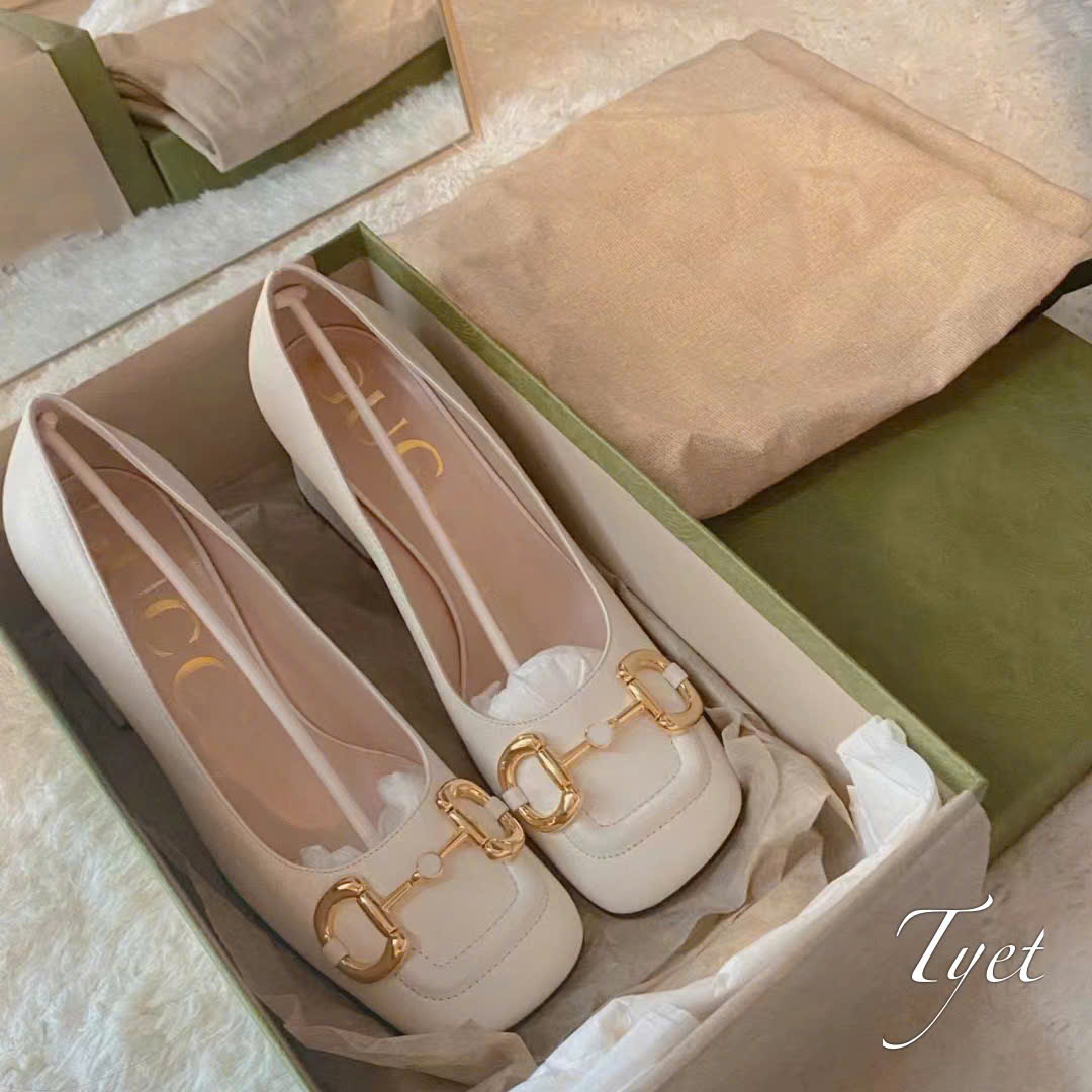 Giày Gucci Gót 7cm Màu Kem-5