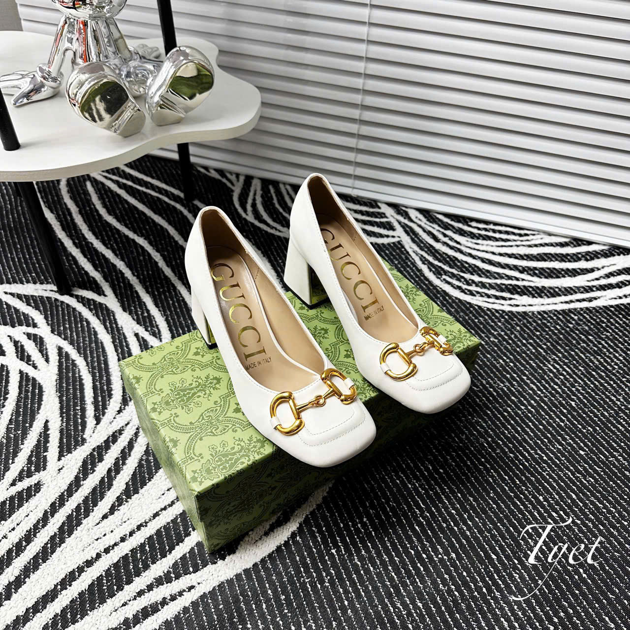 Giày Gucci Gót 7cm Màu Kem-7