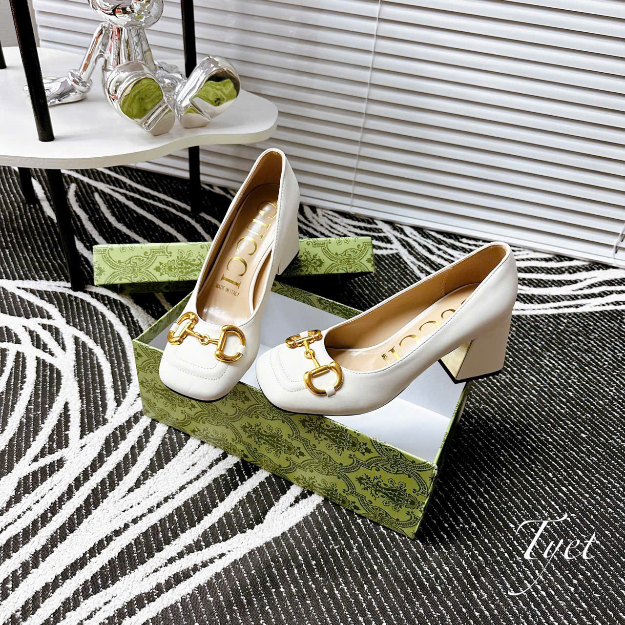 Giày Gucci Gót 7cm Màu Kem-9