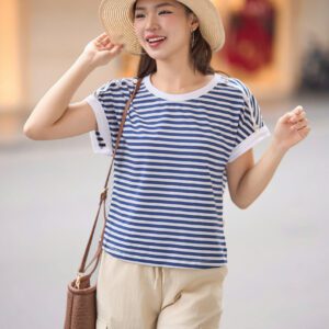 Áo Phông Cotton Kẻ Co Giãn 4 Chiều Mát Lạnh