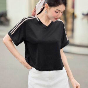 áo thun croptop cổ tim cotton mát lịm