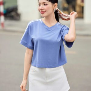 áo thun croptop cổ tim cotton mát lịm