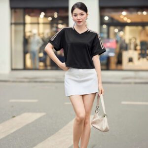 áo thun croptop cổ tim cotton mát lịm