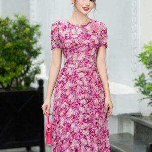 Váy maxi xòe họa tiết hoa Luperi