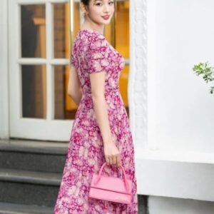 Váy maxi xòe họa tiết hoa Luperi