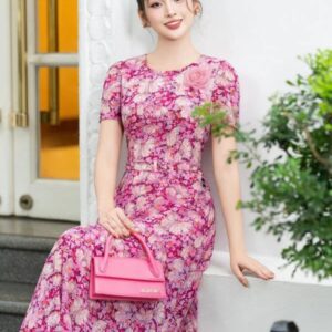 Váy maxi xòe họa tiết hoa Luperi