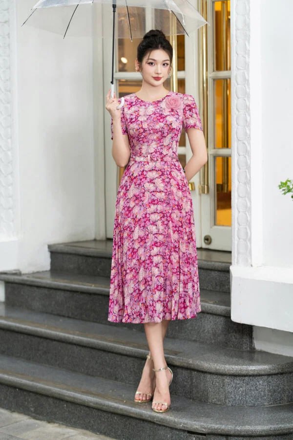 Váy maxi xòe họa tiết hoa Luperi