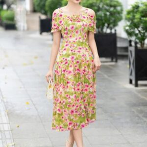 Váy Maxi Trễ Vai Họa Tiết Luperi