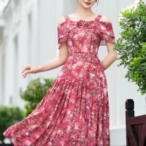 Váy Maxi Trễ Vai Họa Tiết Luperi