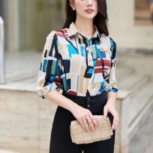 Ao so mi lua cong so hoa tiet LUPERI