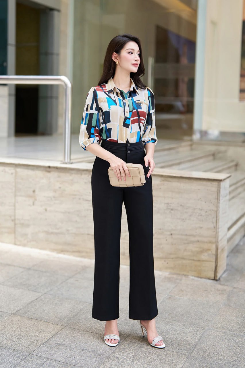 Ao so mi lua cong so hoa tiet LUPERI