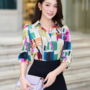 Ao so mi lua cong so hoa tiet LUPERI