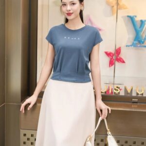 Áo Phông Cổ Tròn Tay Cánh Rơi In Chữ Năng Động