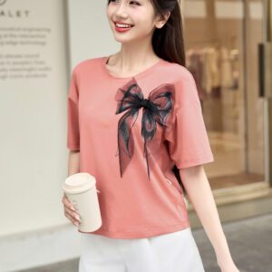 Áo phông cotton nơ xinh xắn