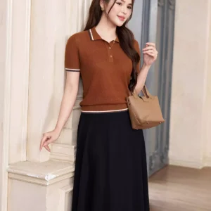 Chân váy midi dáng A cạp sang trọng