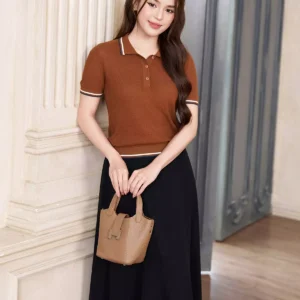 Chân váy midi dáng A cạp sang trọng