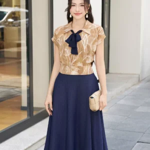 Áo sơ mi lụa nơ Luperi