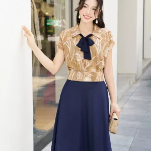 Áo sơ mi lụa nơ Luperi