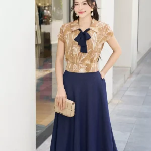 Áo sơ mi lụa nơ Luperi