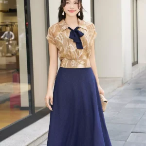 Áo sơ mi lụa nơ Luperi