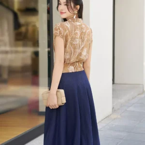 Áo sơ mi lụa nơ Luperi