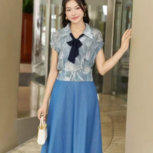 Áo sơ mi lụa nơ Luperi