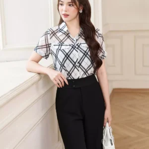 áo sơ mi kẻ chéo luperi thanh lịch