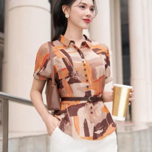áo sơ mi cánh rơi họa tiết thanh lịch