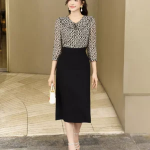 Áo sơ mi cổ bèo thắt nơ Luperi