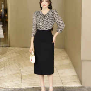 Áo sơ mi cổ bèo thắt nơ Luperi