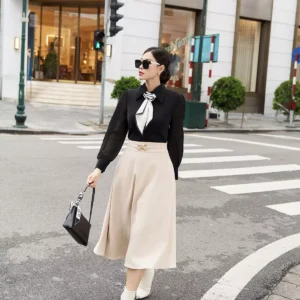 Áo Sơ Mi Lụa Hàn Cổ Đức Tay Voan Luperi