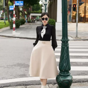 Áo Sơ Mi Lụa Hàn Cổ Đức Tay Voan Luperi