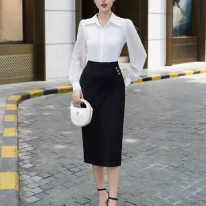 Áo Sơ Mi Lụa Hàn Cổ Đức Tay Voan Luperi