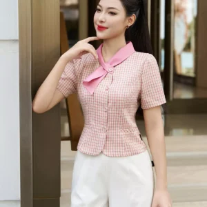 Áo Peplum Luperi Kẻ Hàn Công Sở