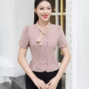 Áo Peplum Luperi Kẻ Hàn Công Sở