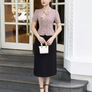 Áo Peplum Luperi Kẻ Hàn Công Sở