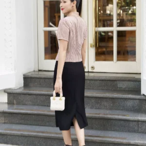 Áo Peplum Luperi Kẻ Hàn Công Sở