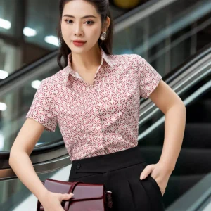Áo sơ mi cổ đức họa tiết nhỏ thanh lịch